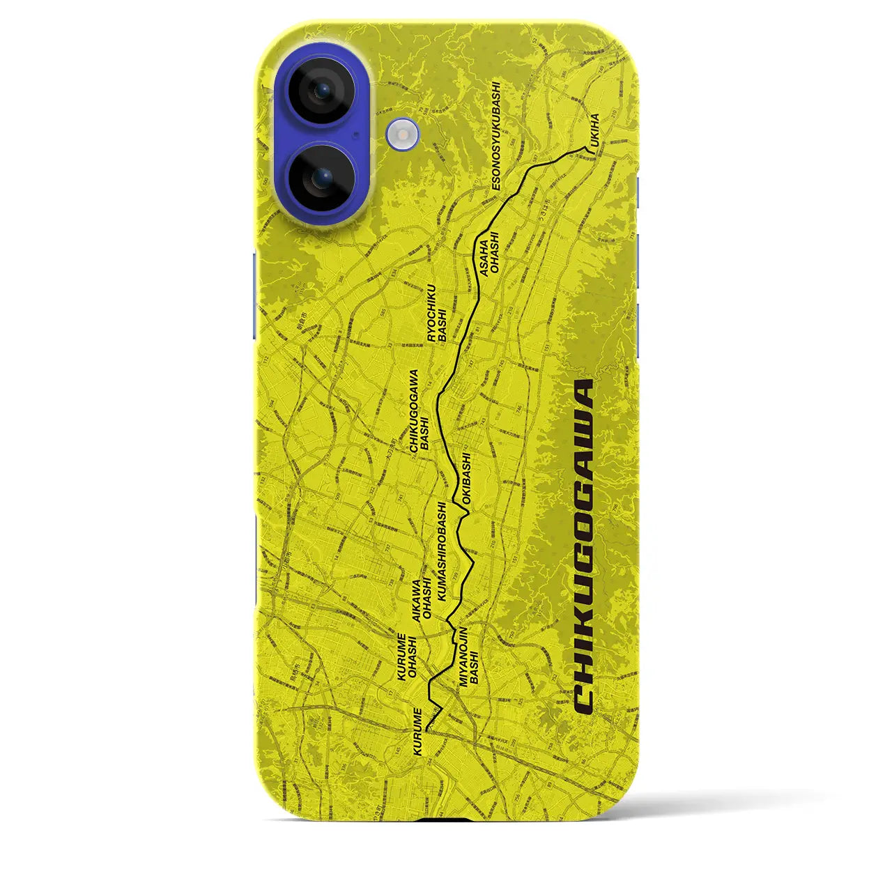 【筑後川(福岡県)】サイクリストiPhoneケース(バックカバータイプ)イエロー・iPhone 16 Pro Max 用