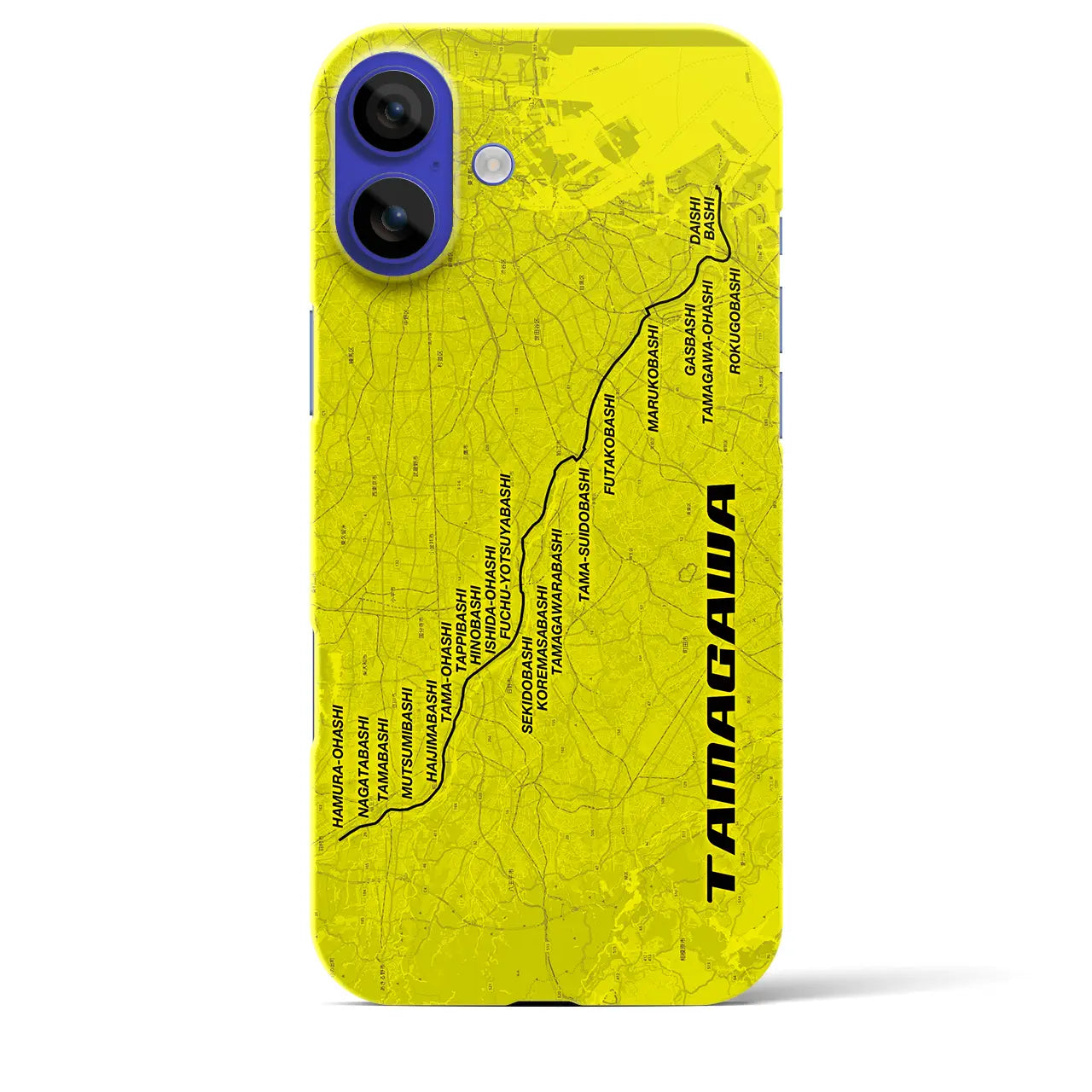 【多摩川(東京都)】サイクリストiPhoneケース(バックカバータイプ)イエロー・iPhone 16 Pro Max 用