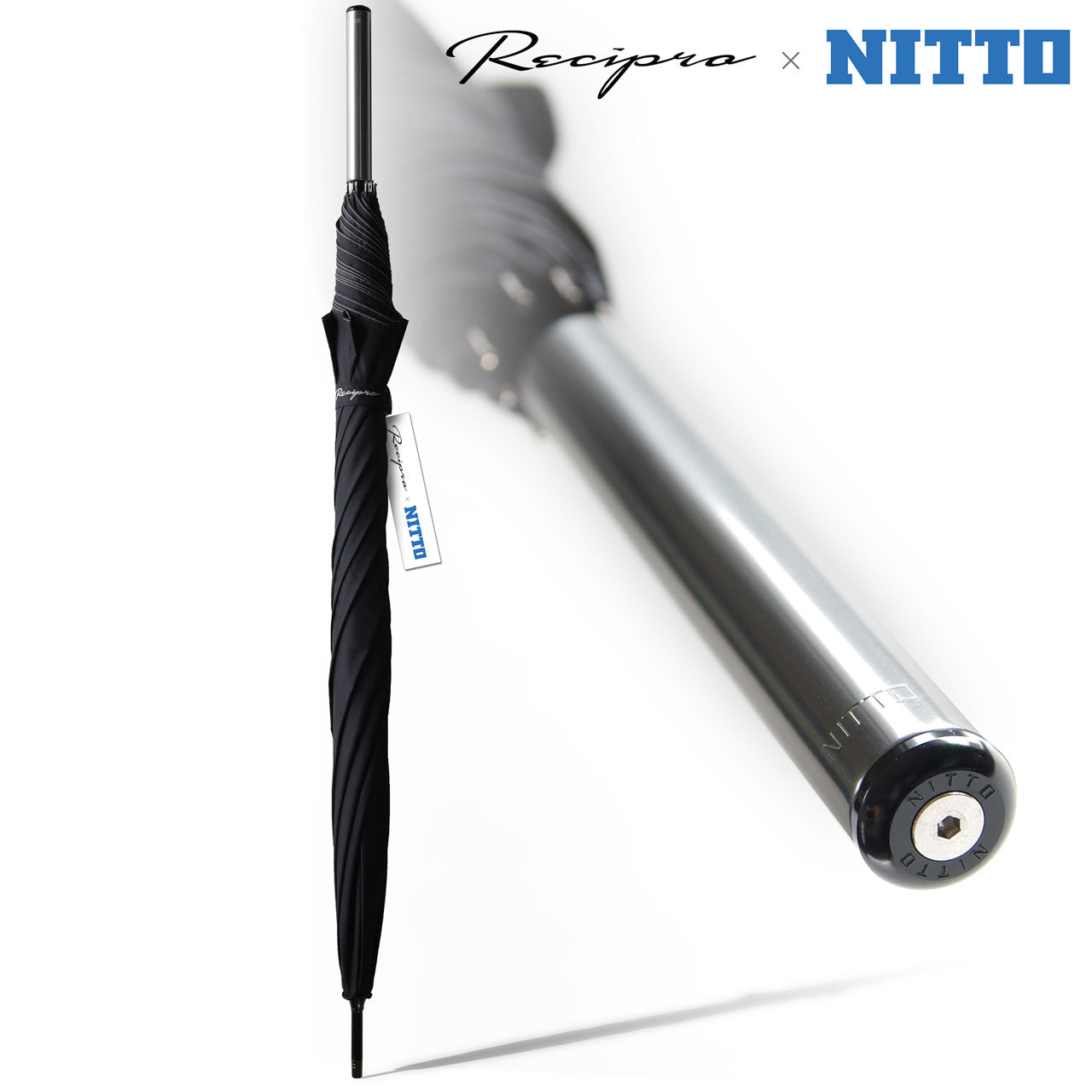 Recipro × NITTO ジュラルミングリップアンブレラ(ブラック × シルバー)