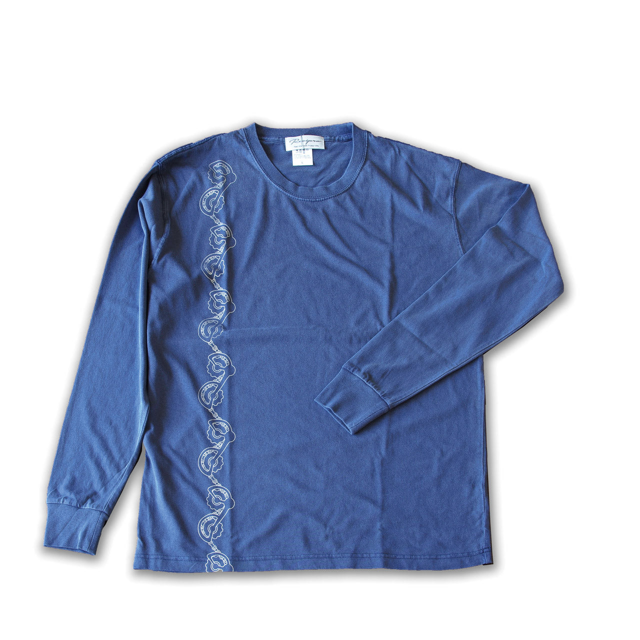 ディレーラー柄メンズロングスリーブTシャツ(ヴィンテージネイビー・S)