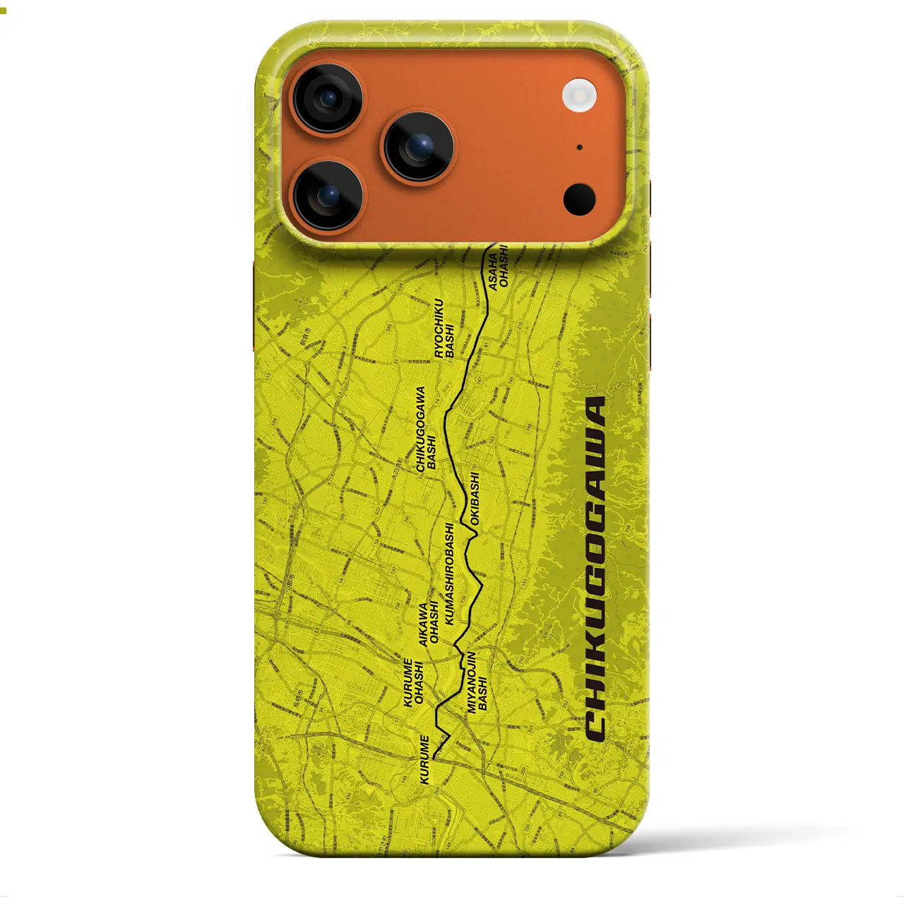 【筑後川（福岡県）】サイクリストiPhoneケース（バックカバータイプ）イエロー・iPhone 17 Pro Max 用